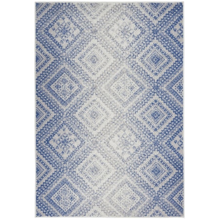 Homeroots 5 x 7 ft. Ivory & Blue Lattice Area Rug 385902